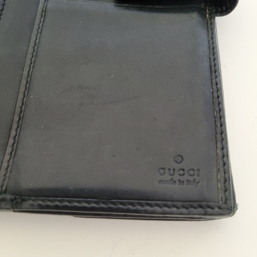 Gucci GG Monogram Long Wallet Black Canvas Leather Logo Bar 035-213313-2150 - Picture 4 of 15
